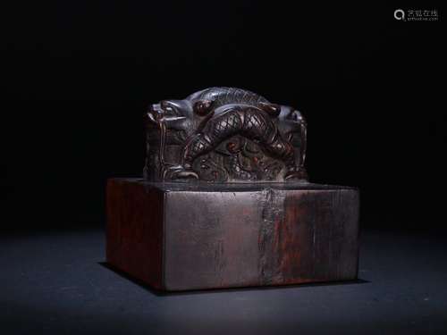 A Chinese Agarwood Dragon Carved Seal