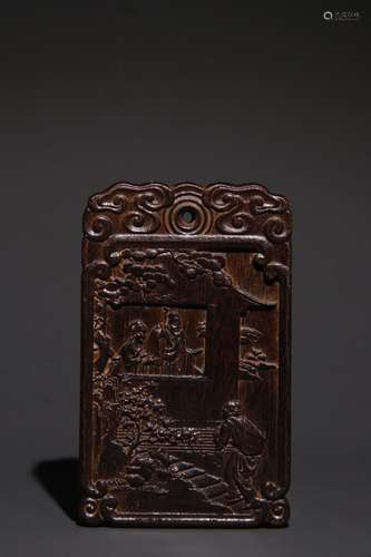 A Chinese Agarwood Story-Carving Pendant