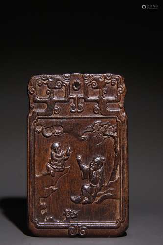 A Chinese Agarwood Story-Carving Pendant