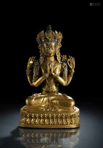 Feuervergoldete Bronze der Sadaksharilokeshvara