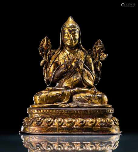 Feuervergoldete Bronze eines Saskyapa-Lama