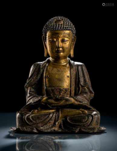 Partiell feuervergoldete Bronze des Buddha