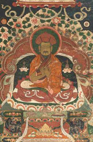Thangka mit Darstellung eines Mönches der Drukpa-Tradition