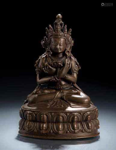 Bronze des Vajradhara auf einem Lotus