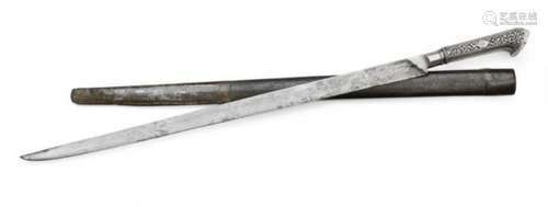 An interesting 19th century ottoman silver mounted Yatagan in its scabbard. -