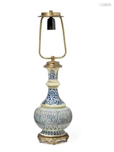 An 'iznik' style ceramic and bronze lamp, probably  Theodore Deck, Paris, late 19th [...]