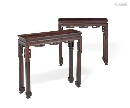 A pair of Chinese freestanding hardwood consoles. Republic period, first half of the [...]