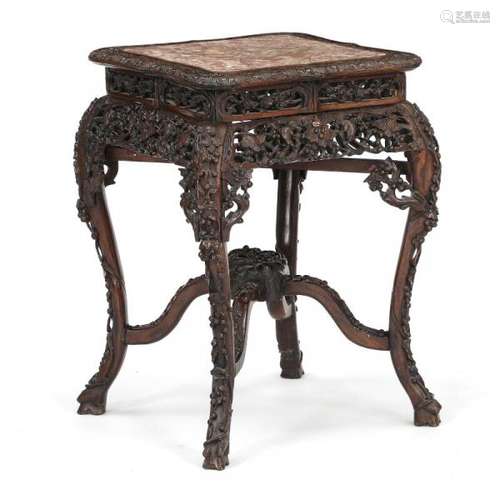 A Chinese marble top and carved hardwood table. Republic period, first half of the [...]