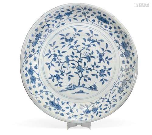 A large Jiajing porcelain dish decorated in underglaze blue. The outside wall with a [...]