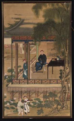 Chinese artist: A silk painting of a palace scenery. 18th-19th century. Image 110 x [...]