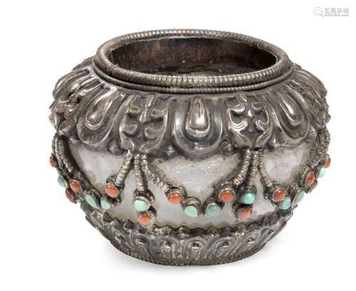 A Tibetan rock crystal sacrificial bowl. 19th century. H. 7 cm. -