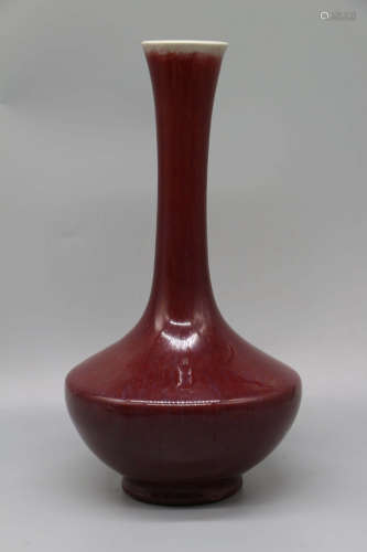 Qing Dynasty red glaze flask