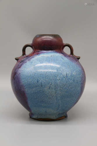Jin Yuanjun porcelain rose purple glaze gourd bottle