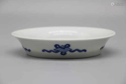 Blue and white cloud phoenix pattern brush wash made in Kangxi year of Qing Dynasty