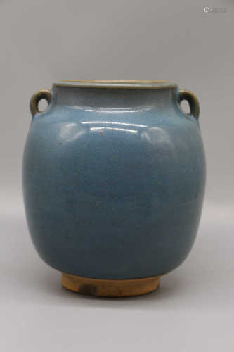 Yuan Dynasty Jun porcelain sky blue glaze double series pot