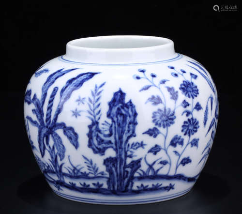 A BLUE AND WHITE  JAR