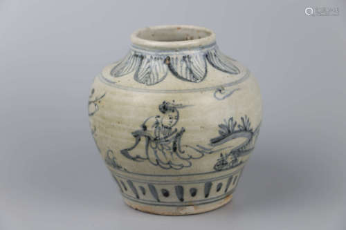 Ming blue and white figure jar