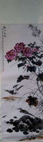陆抑非（1908－1997）花鸟牡丹 立轴