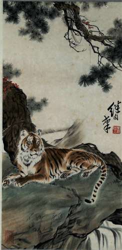 刘继卣（1918-1983） 虎 立轴