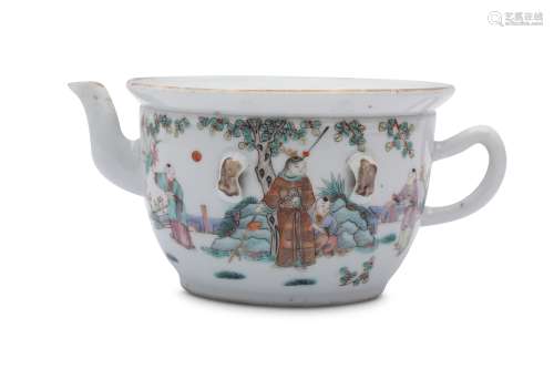 A CHINESE FAMILLE ROSE 'LADIES AND BOYS' TEAPOT AND COVER.