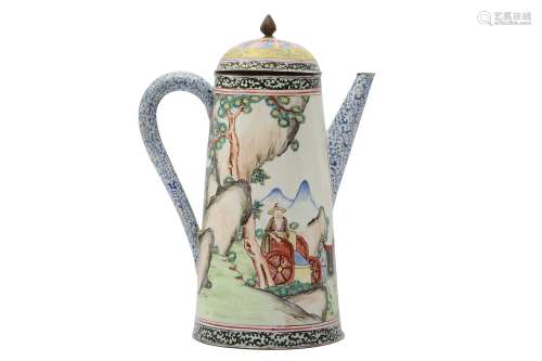 A CHINESE FAMILLE ROSE CANTON ENAMEL COFFEE POT AND COVER.