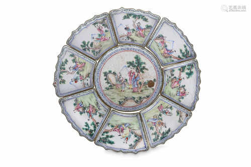 A CHINESE FAMILLE ROSE CANTON ENAMEL SUPPER SET.