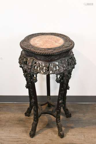 A Suanzhi Insert Marble Flower Stand 19th C