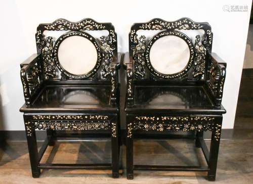 A Pair of Suanzhi Grand Master Chairs 19thC
