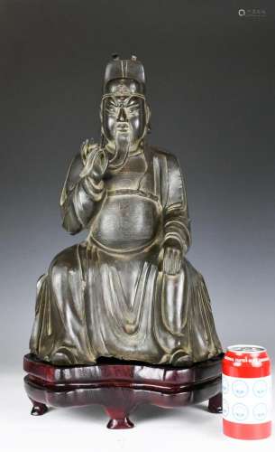 A Lord Superior Bronze Statue with Stand Ming
