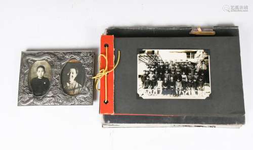 A Group of Old Photo Albums and Photo Frame