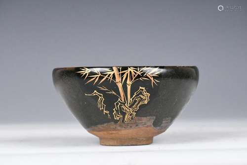 A Chinese Gilt Cizhou Tea Bowl Jing Dynasty