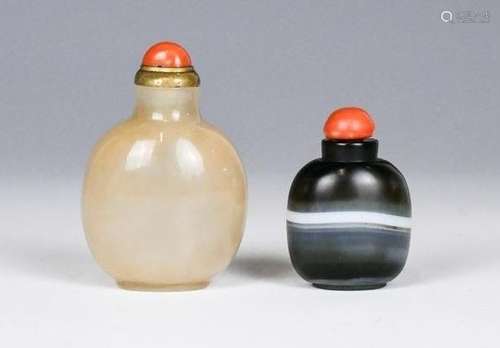 Two Agate Snuff Bottles, Qing