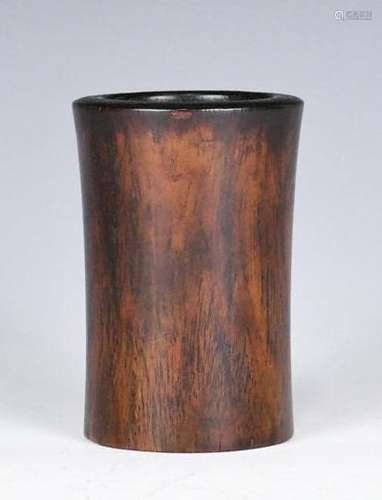 A Small Chinese Hardwood Brushpot Qing