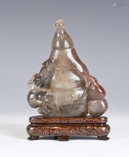 A Chinese Carved Rock Crystal Covered Vase w/stand