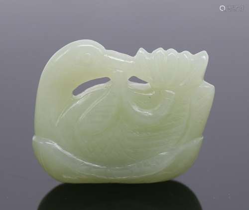 A Chinese Jade Carved Duck Republic Period