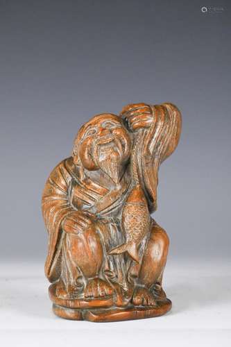 A Chinese Bamboo Carved Figure, Republican Period