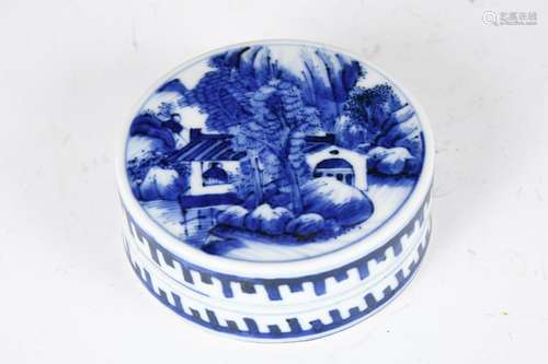 A Chinese Blue and White Paste Cover Box Qing