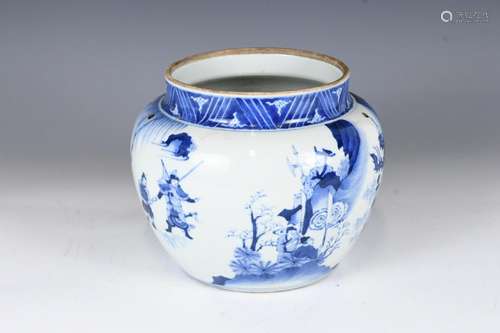 A Chinese Blue and White Jar Qing