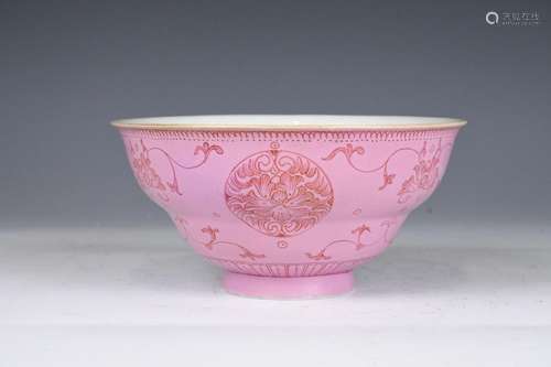 A Pink Bowl with Qianlong Mark, 19th C