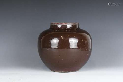 Aubergine Glaze Dragon Jar 19th C