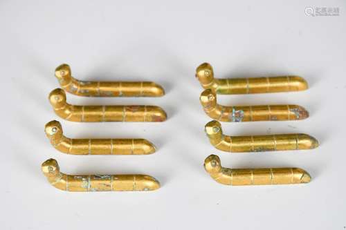 Eight Gilt Bronze Silk Worms Possibly, Han Dynasty