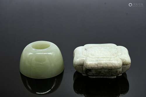 Jade Brushwasher and Ink Box, Late Qing Dynasty