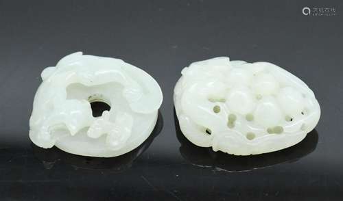 Two Pale Celadon Jade Carvings, Late Qing Dynasty