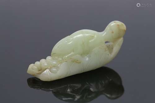 Pale Celadon Jade Grape and Squirrel Group, 19th C