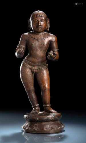 Feine Bronze des SAMBHANDAR auf einem Lotos stehend