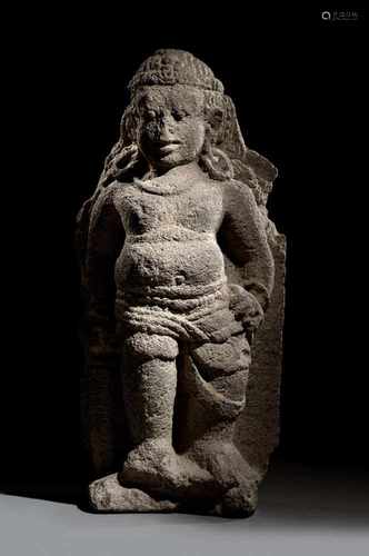 Figur eines Wächters aus Lavagestein