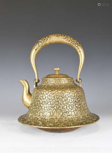 A Large Gilt Japanese Bronze Kettle