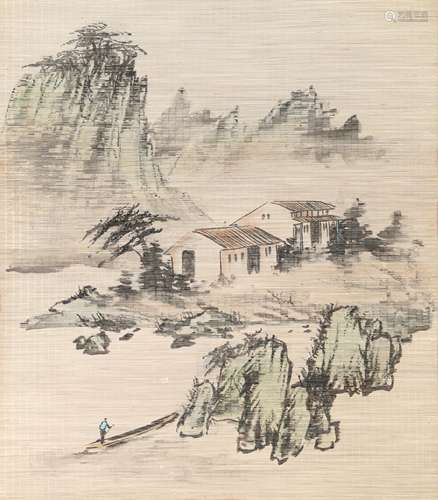 佚名 	竹帘画 山水