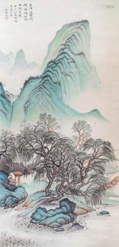 吴湖帆（款） 	青绿山水