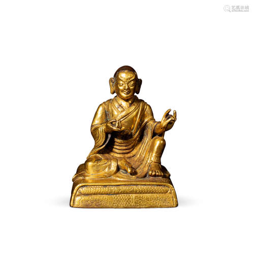 清中期 铜鎏金上师像